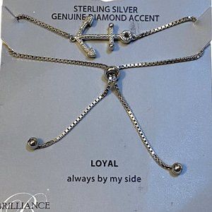 NWT Believe Brilliance Sterling Silver Genuine Diamond Anchor Bracelet